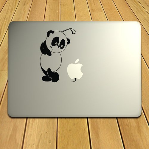 Panda Macbook Sticker, Color : Black