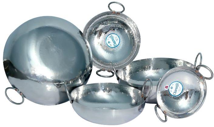 Charanjit Stainless Steel Hammered Kadai, Feature : Attractive Design