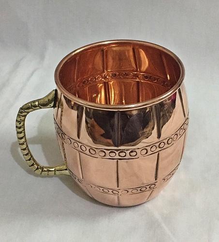 Polished Barrel Copper Mug, for Drinkware, Style : Modern