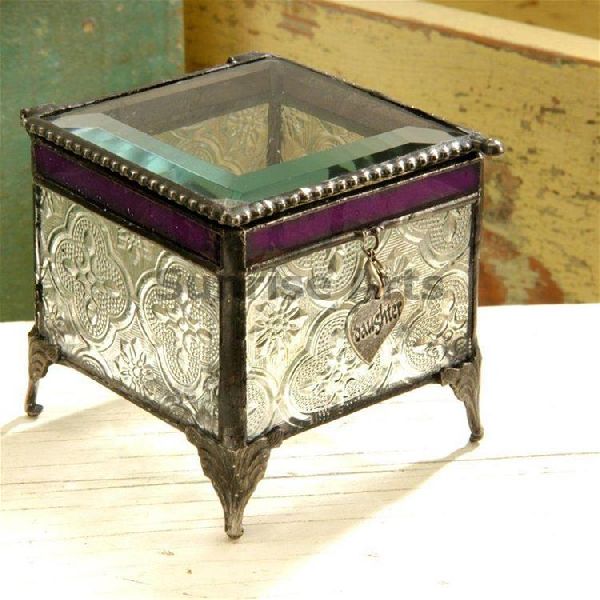 Polished Iron Glass Decorative Jewellery Box, Shape : Rectangular