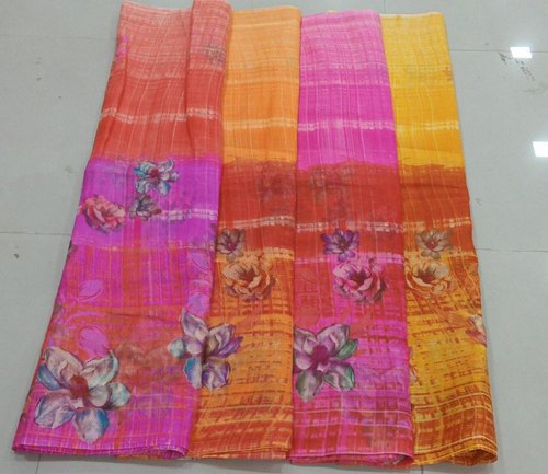 Unstitched Printed kota doria sarees, Occasion : Casual Wear