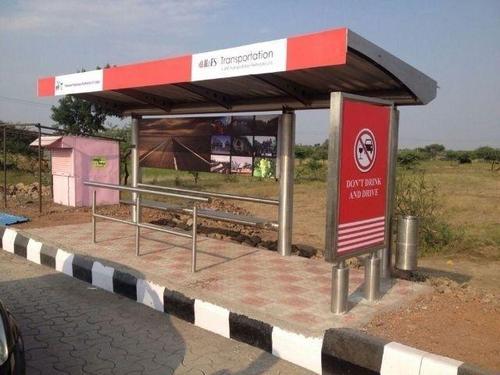 Stainless Steel Bus Stops Shelter, Shape : Tunnel