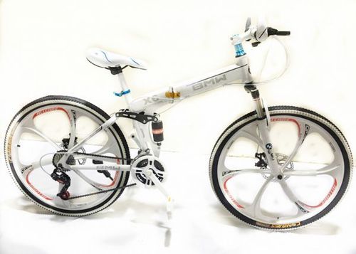 BMW High Carbon Steel Foldable Electric Cycle, Color : White