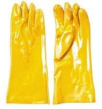 PVC Hand Gloves, Color : Yellow