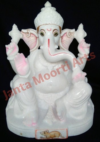  Marble Ganpati Statue, for worship, home decoration, Size : 12 inch