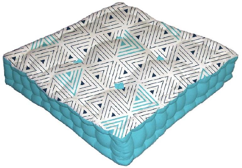 Square Cotton Blue Box Cushion, for Floor Use, Size : Standard