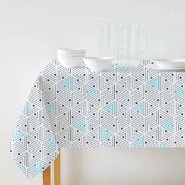 Printed Cotton Blue Designer Tablecloth, Size : Standard