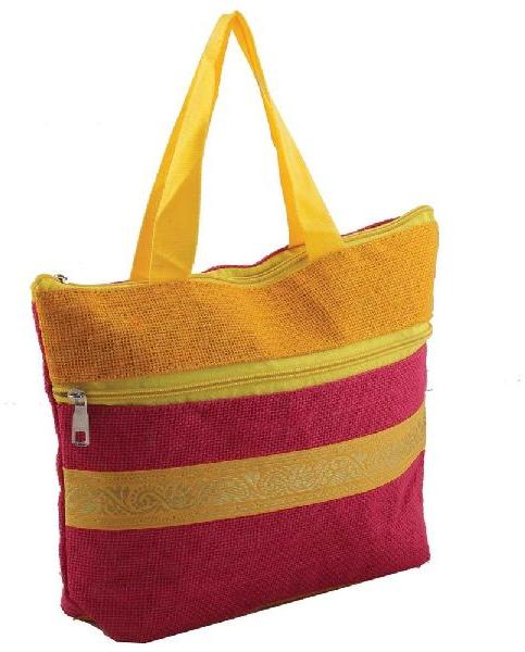 Striped jute shopping bag, Size : Standard