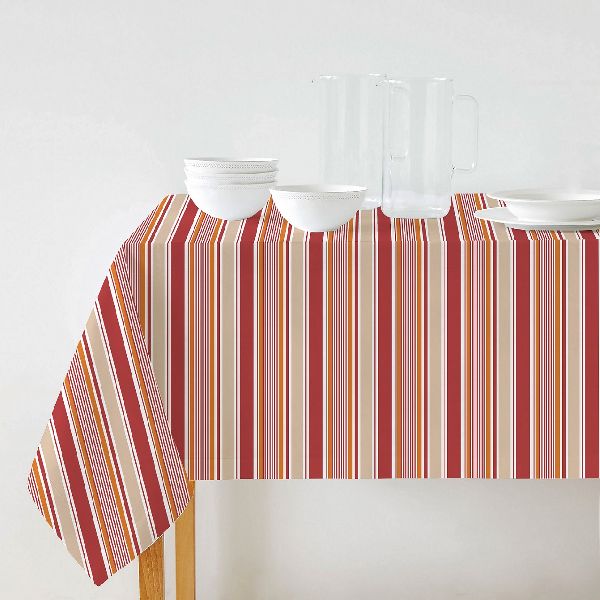 Striped Cotton Red Designer Tablecloth, Size : Standard