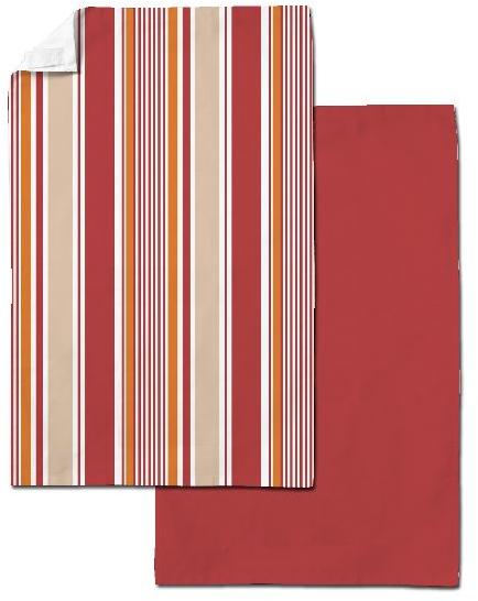 Striped Cotton Red Kitchen Tea Towel, Size : Standard