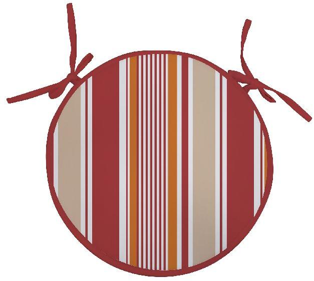 Striped Cotton Red Round Chair Pad, Size : Standard