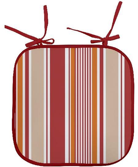 Striped Cotton Red Square Chair Pad, Size : Standard