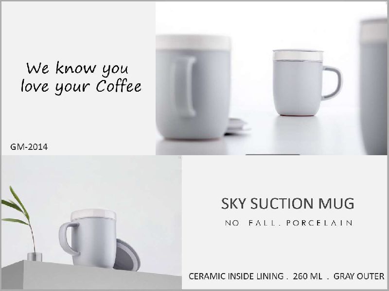 Round Polished Suction Mug, for Drinkware, Style : Modern