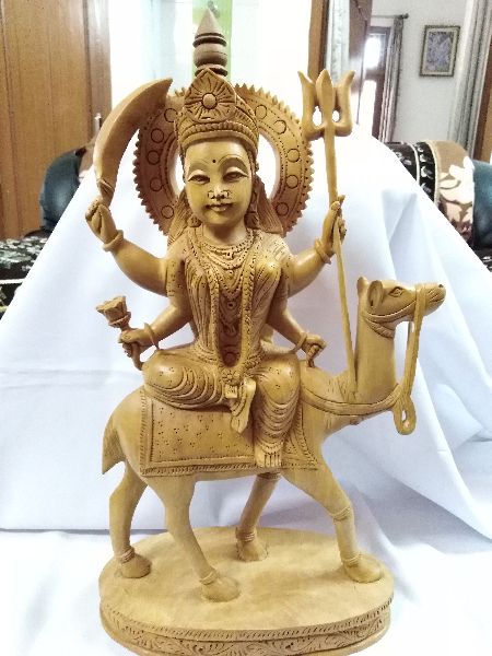 Polished Wooden Durga Statue, for Dust Resistance, Heat Resistance, Style : Antique