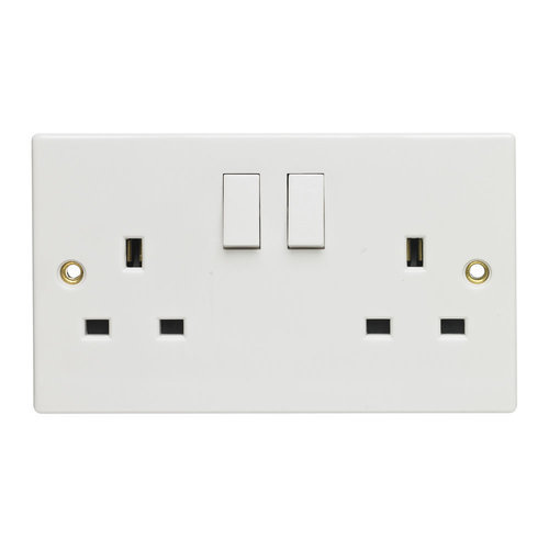 Ceramic Dual Switch With Socket, Color : White