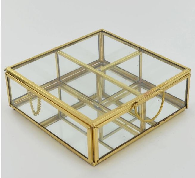 jewelry box Brass with glass