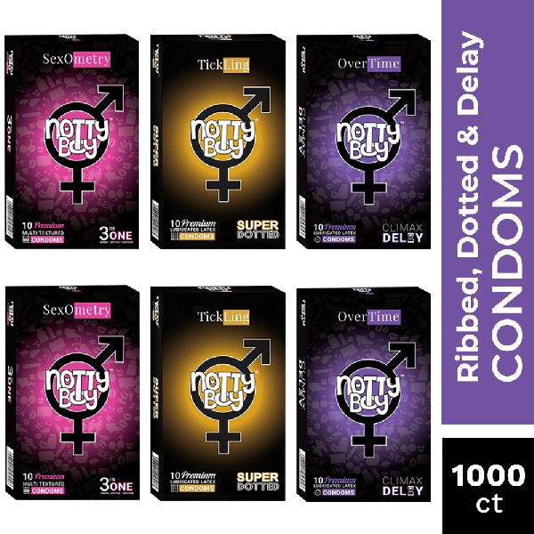 NottyBoy Ribbed Dotted Delay Condom Pack  of 1000
