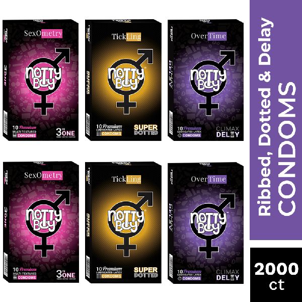 NottyBoy Ribbed Dotted Delay Condom Pack  of 2000