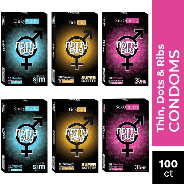 NottyBoy Thin Dots Ribs Condom Pack of 100