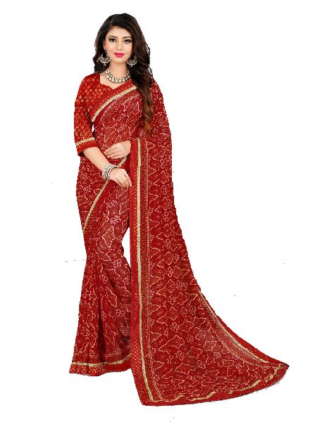 Womens Traditional Rajasthani Jaipuri Bandhani Bandhej Saree With Blouse Avni 2 Red Id 0785