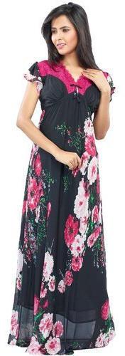 Printed Ladies Lycra Nightgown, Size : M, XL