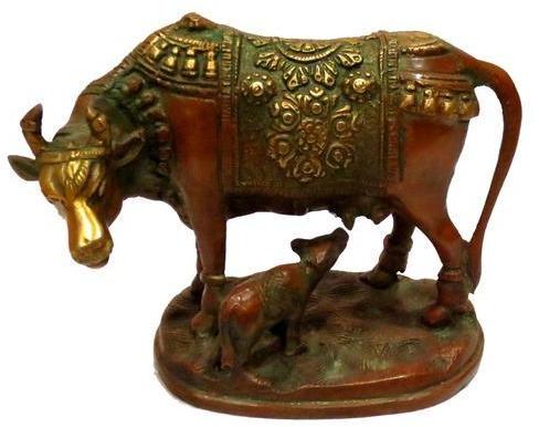 Bronze Brass Kaamdhenu Religious Cow, Packaging Type : Export Packaging