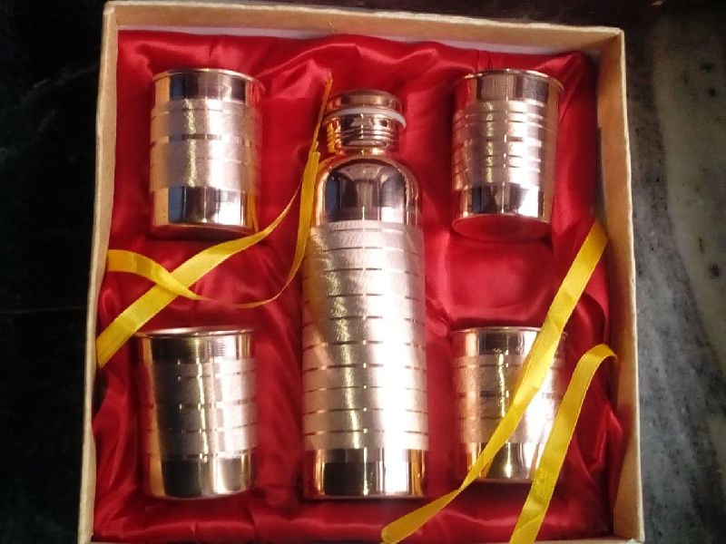 silver touch copper bottle 4glass gift set
