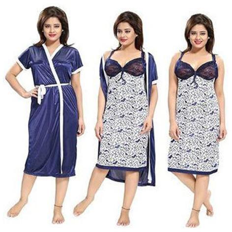 Ladies Printed Night Dress, Color : Blue