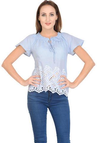 Printed Ladies Half Sleeve Top, Size : M, XL, XXL