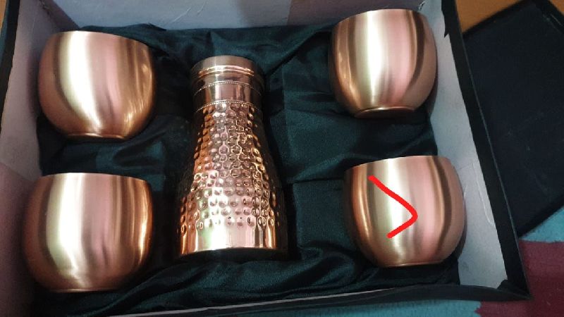 Copper Bottle With 4 Glass Set