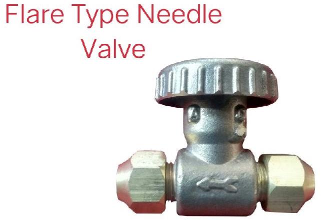 Manual Brass Flare Type Needle Valve, Color : Golden/Metalic