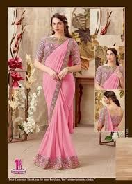 Embroidered Party Wear Saree, Color : Multicolor