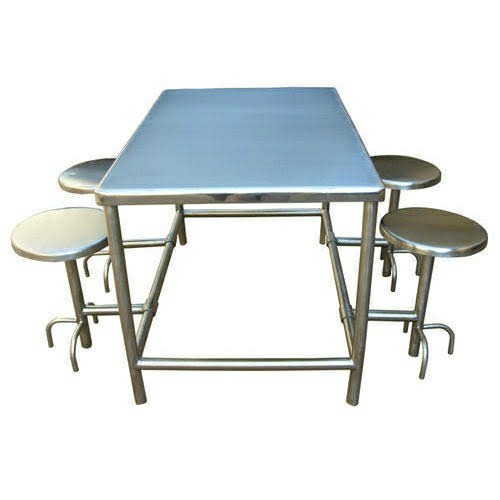 4 Seater Stainless Steel Canteen Table
