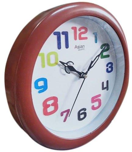 Asian Plastic Brown Round Wall Clock, Display Type : Analog