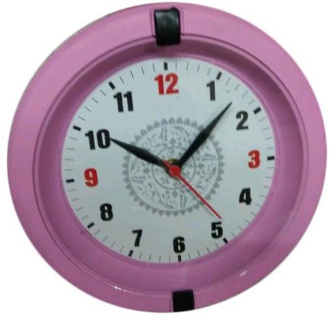Asian Plastic Pink Round Wall Clock, Display Type : Analog
