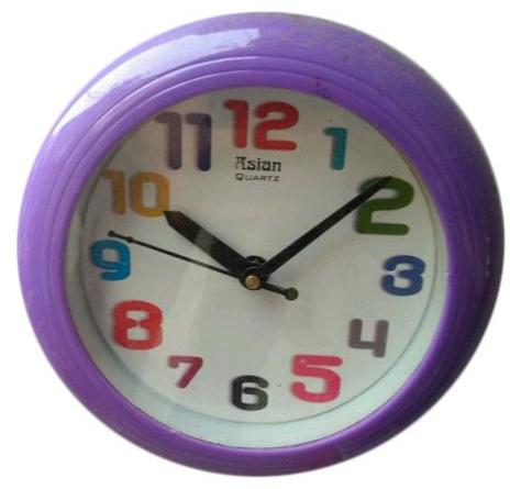 Asian Plastic Purple Round Wall Clock, Display Type : Analog