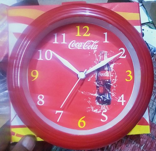 Asian Plastic Red Round Wall Clock, Display Type : Analog