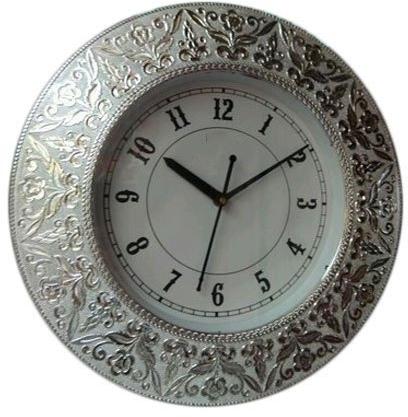Asian Plastic Silver Round Wall Clock, Display Type : Analog