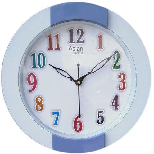 White & Blue Round Wall Clock