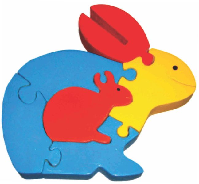Color Coated Wood Rabbit Jigsaw Puzzle, Color : Multicolor