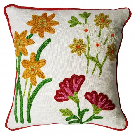 Square Cotton Embroidered Cushion Covers, for Bed, Chairs, Sofa, Size : 40cm X 40cm, 45cm X 45cm