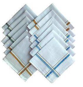Striped Cotton Mens White Handkerchiefs, Size : Standard