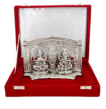 Silver Plated Laxmi Ganesh Idol
