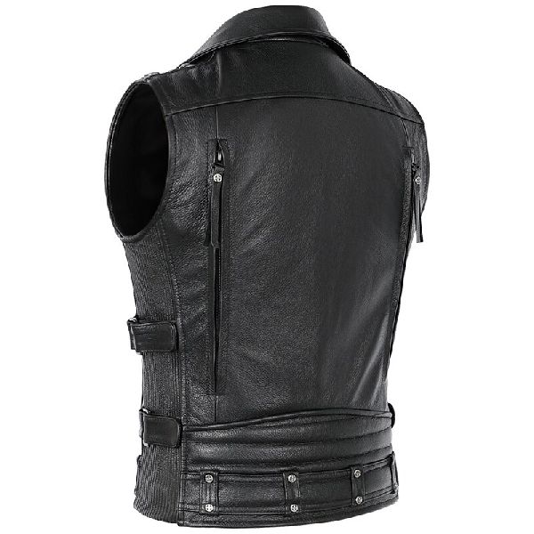 Leather Sleeveless Jacket