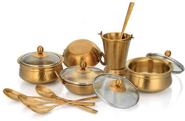 Brass Dinner Set, for Kitchenware, Size : Multisize