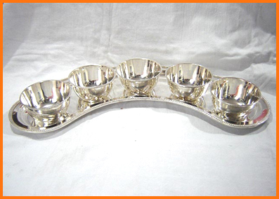 Silver Bowl Plate Set