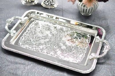 Aluminium Silver Plated Aluminum Rectangular Tray, for Kitchenware, Style : Antique