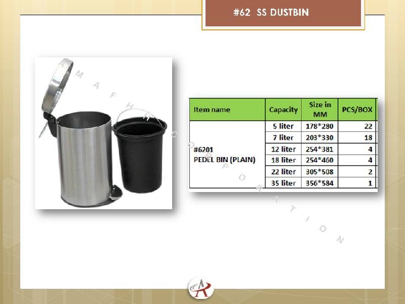 Stainless Steel Plain Dustbin