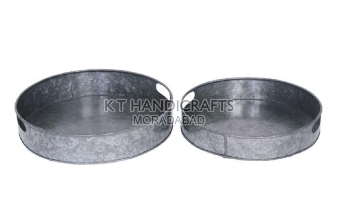13.5 Inch Galvanized Metal Serving Tray, Feature : Light Weight