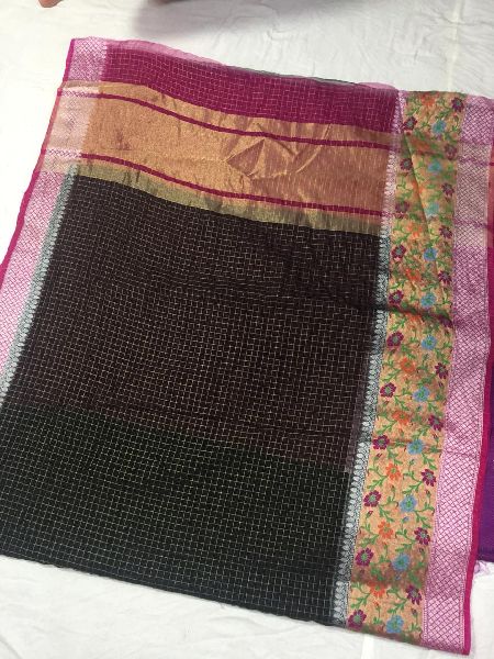 Checked kora check saree, Occasion : Wedding Wear, Casual Wear, Festival Wear